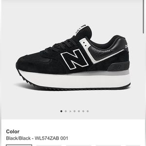 New Balance 574 stacked platform black Size 7